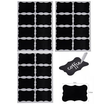 24 Selbstklebende schwarze PVC Etiketten 5x3,5cm abwaschbar wiederverwendbar