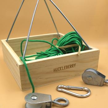 Huckleberry Kinder Spielzeug Seilbahn Kabel Transport Flaschenzug Box 10m Seil