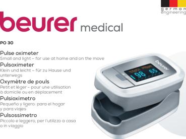 beurer medical PO30 Pulsoximeter Sauerstoffsättigung Puls LCD Halteband Tasche