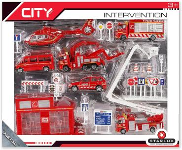 Kinder Spielzeug City Fahrzeuge französische Feuerwehr Hubschrauber Gebäude Auto