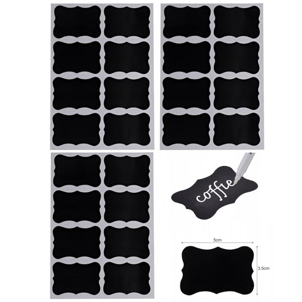 24 Selbstklebende schwarze PVC Etiketten 5x3,5cm abwaschbar wiederverwendbar