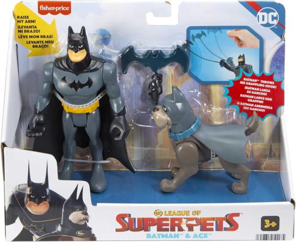 Fisher-Price DC Super Pets Batman & Ace Set mit 2 beweglichen Figuren + Zubehör