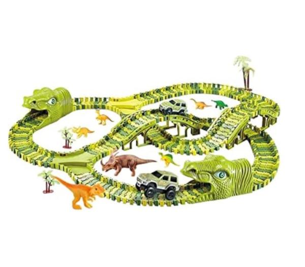 XXL Kinder Autorennbahn Dinosaurier Track Rennstrecke batteriebetrieben 240Teile