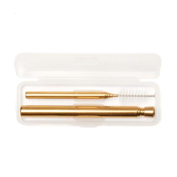 Kupfer Strohhalm Reise Set Ausziehbarer Strohhalm + Reinigungsbürste 20,5 cm