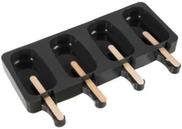 Ruhhy Silikonform Eisform Eis am Stiel 4 Plätze inkl. 50 Eisstiele aus Holz